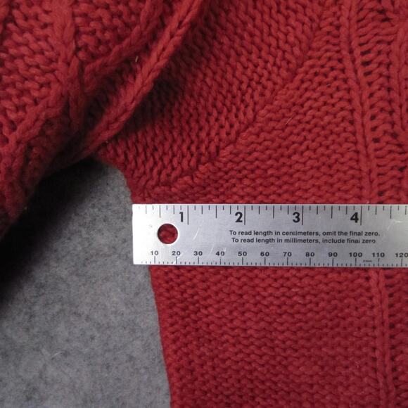 St Johns Bay Sweater Womens 1X Red Cable Knit Zip Front Collared Cardigan - Picture 4 of 7